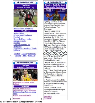 Figure 7.10. Use sequence in Eurosport mobile website 