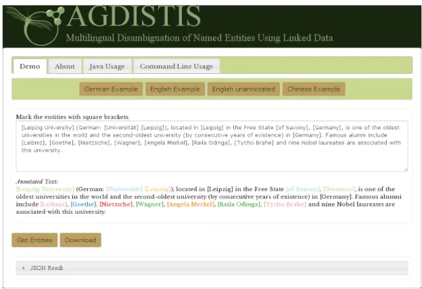 Figure 8: Screenshot of the demo with an English example which is already annotated.