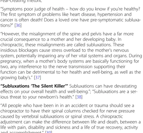 Table 3 Text examples of clinic websites marketing chiropracticfor children in the context of subluxation (Continued)