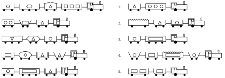 Fig. 1 Trains data set as introduced by Michalski [27].