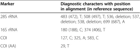 Table 10 Molecular diagnostic characters of Pontohedylewiggi sp. nov.