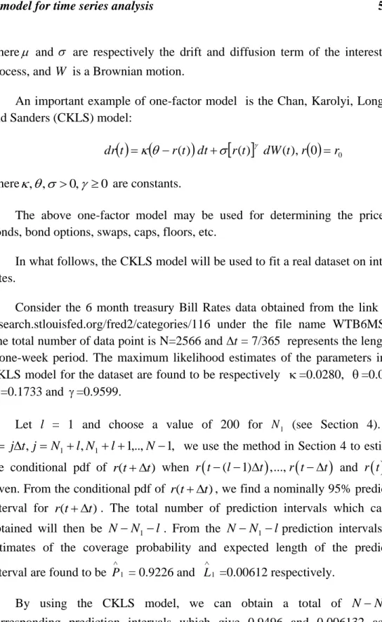 Table 7.1 gives the estimates of coverage probability and expected length for  the cases when 1 ≤ l ≤ 5 are used