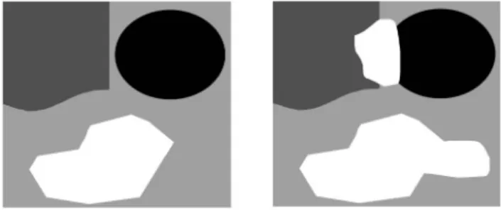 Fig. 1. An example of an expansion move. The labeling on the right is a white-expansion move from the labeling on the left.