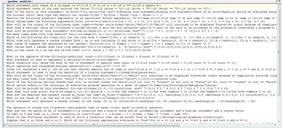 Figure 3: A sample question file 