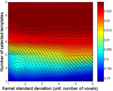 Figure 3.3: Parameter optimisation for atlas database with left/right hemisphere separated