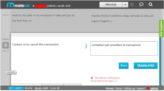 Figure 2.3: The MateCAT Interface, which is currently a commercial web-based CAT tool.