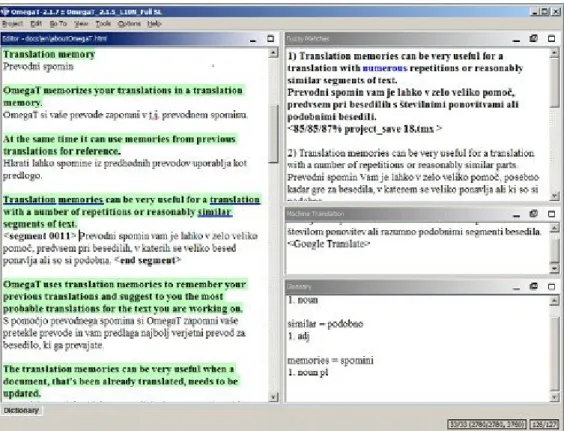 Figure 2.6: The OmegaT interface.