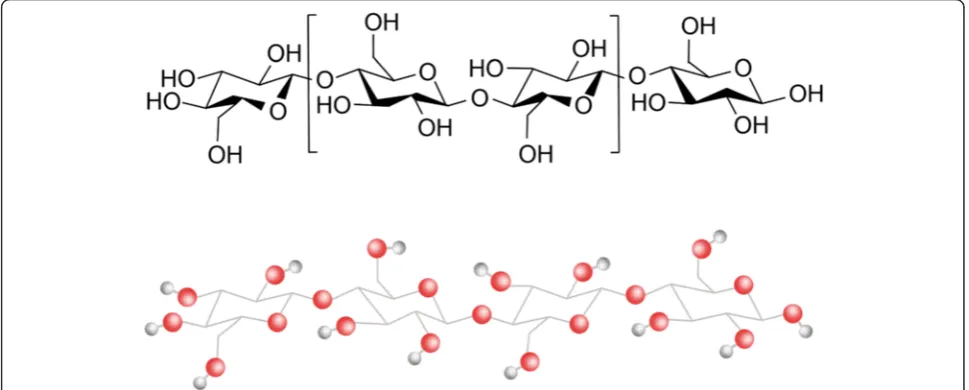 Fig. 1 Schematic drawing of the basic structure of natural cellulose having a linear chain with β 1–4 linked D-glucose units
