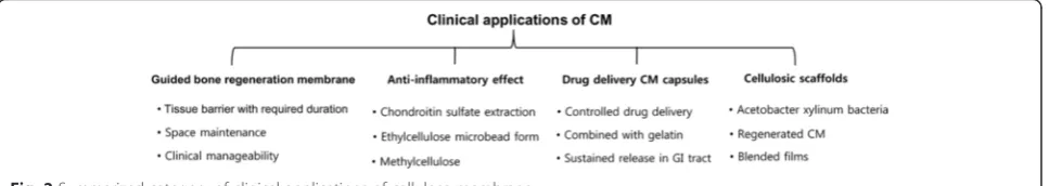 Fig. 2 Summarized category of clinical applications of cellulose membrane