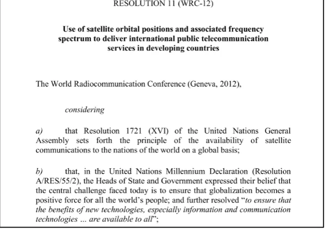 Figure 32 - Resolution 11 (WRC-12) - Use of satellite orbital positions and associated frequency spectrum to deliver 