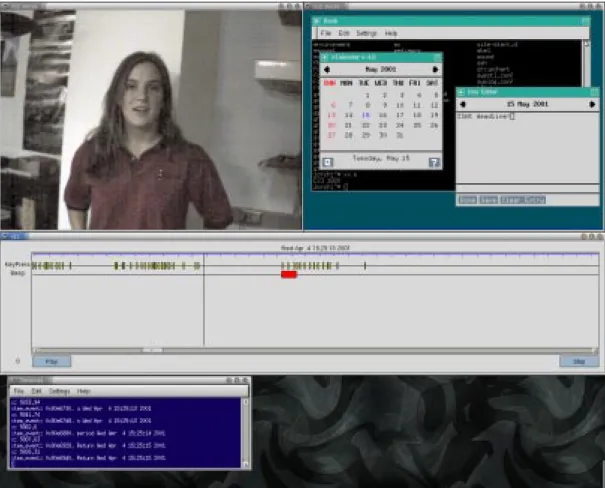 Figure 5. A screenshot of VizWear. In the upper left is the view from a camera placed on the user’s head