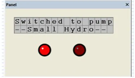 Figure 7: Display when the pump is on and the PSH off.   