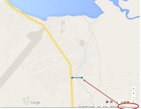 Figure 9. Example of the reference for estimation of distances in Google Maps. 