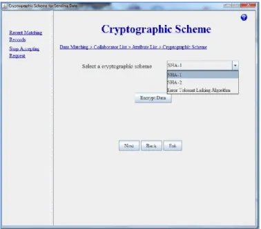 Figure 10: Snapshot of selecting an encryption scheme 