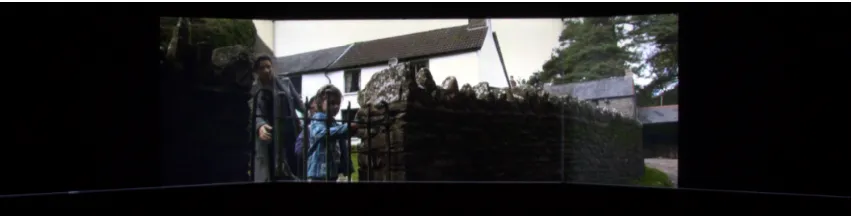 FIGURE 3.5:  A frame of the video clip as it was presented on the display is shown.  The video did not fill the entire width of the display system, but it more than covered the area of interest near the seams.  