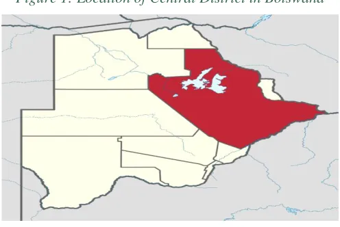 Figure 1: Location of Central District in Botswana 