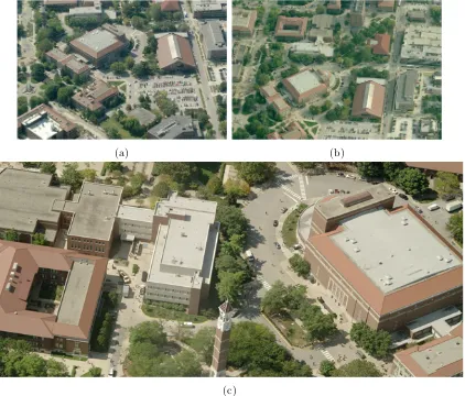 Figure 1.5: Example images from the Purdue dataset at (a-c) 6, 4, and 2 inch GSD.