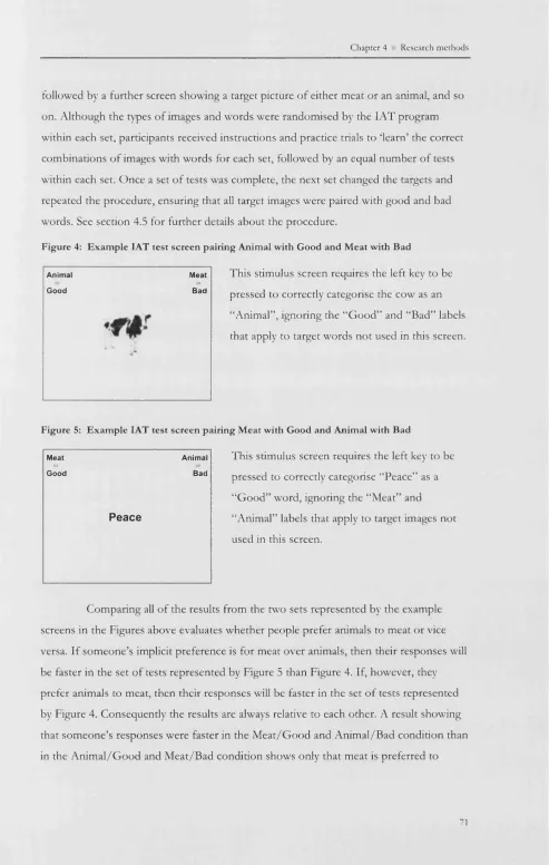 Figure 4: Example IAT test screen pairing Animal with Good and Meat with Bad