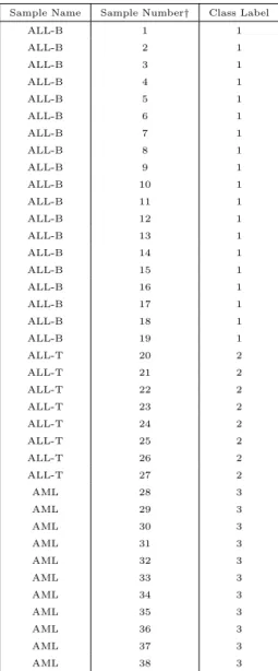Table 6: Format of class label file