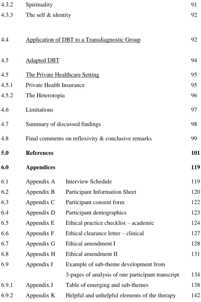 Table of emerging and sub-themes 