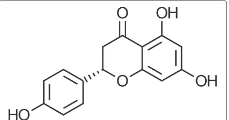 Figure 1 A sketch of the molecular structure of the naringeninflavonoid. This figure shows a sketch of the molecular structure ofthe naringenin flavonoid.