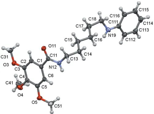 Figure 2A view of the asymmetric unit of (2) with the atom-numbering scheme.