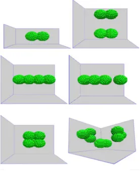 Fig. 9. Different configurations of nanoparticle clustering (48)     Vladkov and Barrat (68) simulated the thermal properties They discovered that when aggregation occurs with 