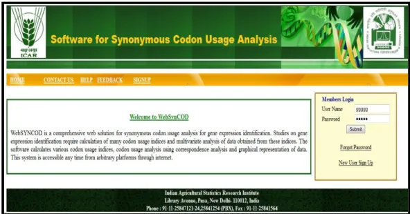 Fig. 2: Home page of WebSYNCod. 