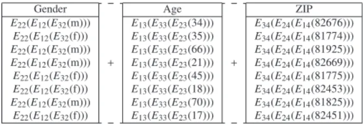Fig. 9. 2-anonymized encrypted dataset.