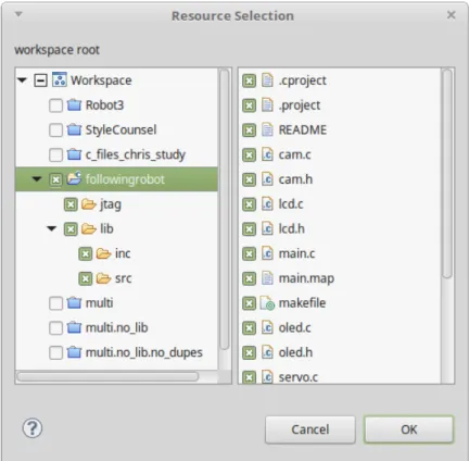 Figure 5.3: Resource selection dialog for training