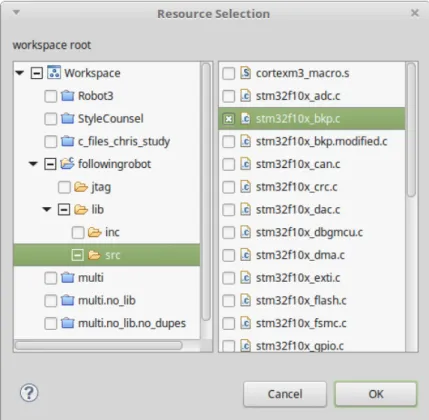 Figure 5.4: Resource selection dialog for evaluation