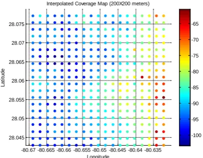 Fig. 15.  Interpolated coverage area of 200x200 meters resolution 