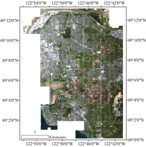 Figure 2-7: The simulated EnMAP image with RGB combination (Surrey, BC,  Canada). 