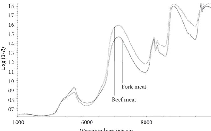 Figure 1. Illustration of NIR spectra of pork and beef 