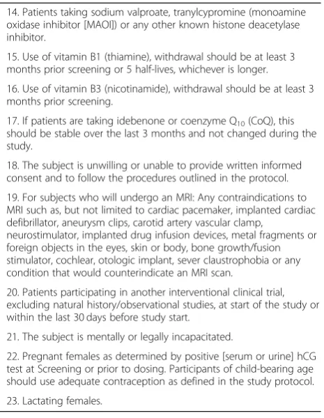 Table 1 Inclusion and exclusion criteria (Continued)