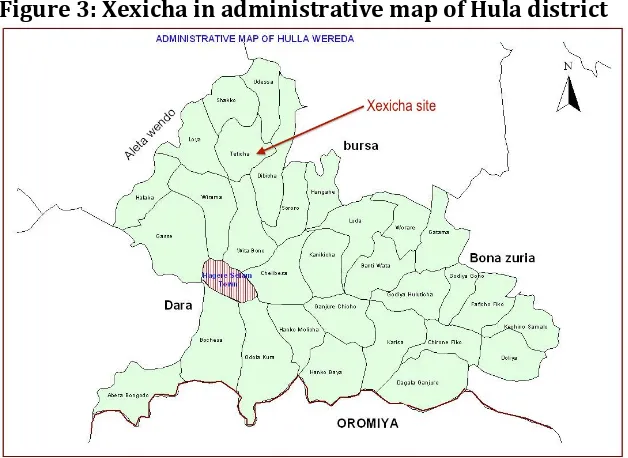 Figure 
  3: 
  Xexicha 
  in 
  administrative 
  map 
  of 
  Hula 
  district 
  