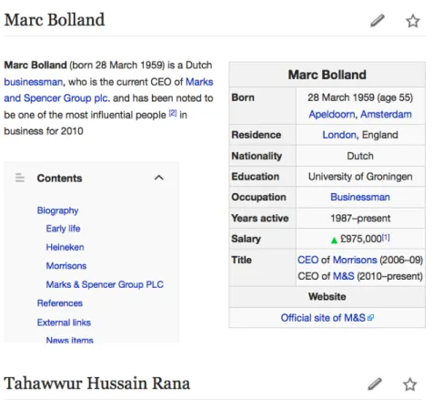 Figure 1: Wikipedia articles (snippets) with infobox (top) and without infobox (bottom).
