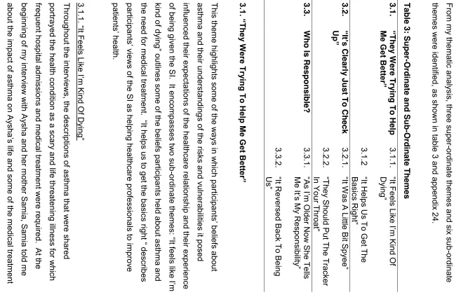 Table 3: Super-Ordinate and Sub-Ordinate Themes  