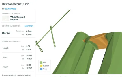 Figure 7:  Example of wall fixing tool through Shapeways backend designer’s site. 