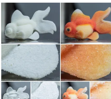 Figure 29:  Material Resolution - Nylon (upper left), Sandstone (right), Acrylic (bottom left)