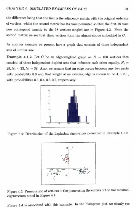 Figure 4.5: Presentation of vertices in the plane using the entries ofthe two maximaleigenvectors noted in Figure 4.4.