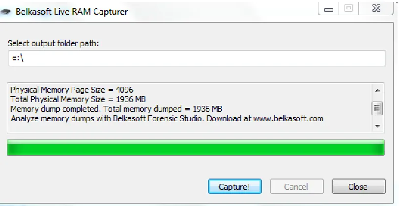 Figure 6: RAM Capture on Windows Screenshot 