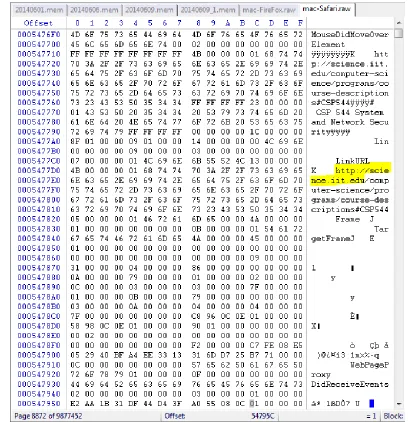 Figure 13: Safari on MAC Winhex analysis Screenshot