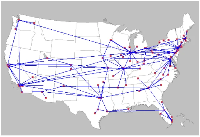 Figure 4.2: AT&T POP Level Network in the US