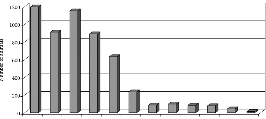 Figure 4. Frequencies according to age at evaluation