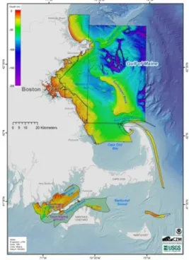 Figure 5: Bathymetry for regions mapped  by the Massachusetts Mapping Partnership 