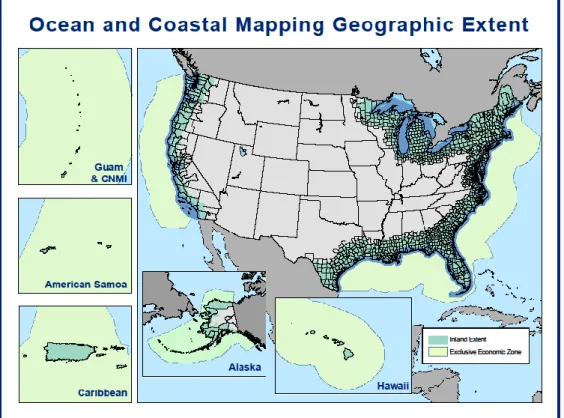 Figure 1: The ocean and coastal mapping geographic extents 