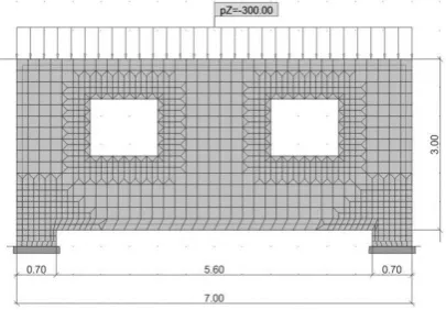 Figure 2  Basic dimensions and finite elements mesh 