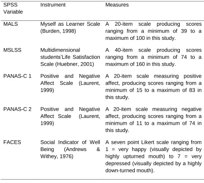 Table 3: Description of measures  