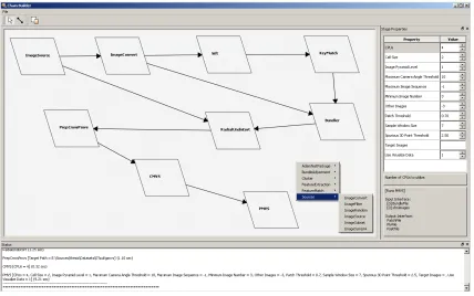 Figure 3.5: The Chain Builder GUI provides a graphical interface to construct workﬂows,browse stage packages, modify stage properties, and render chains.